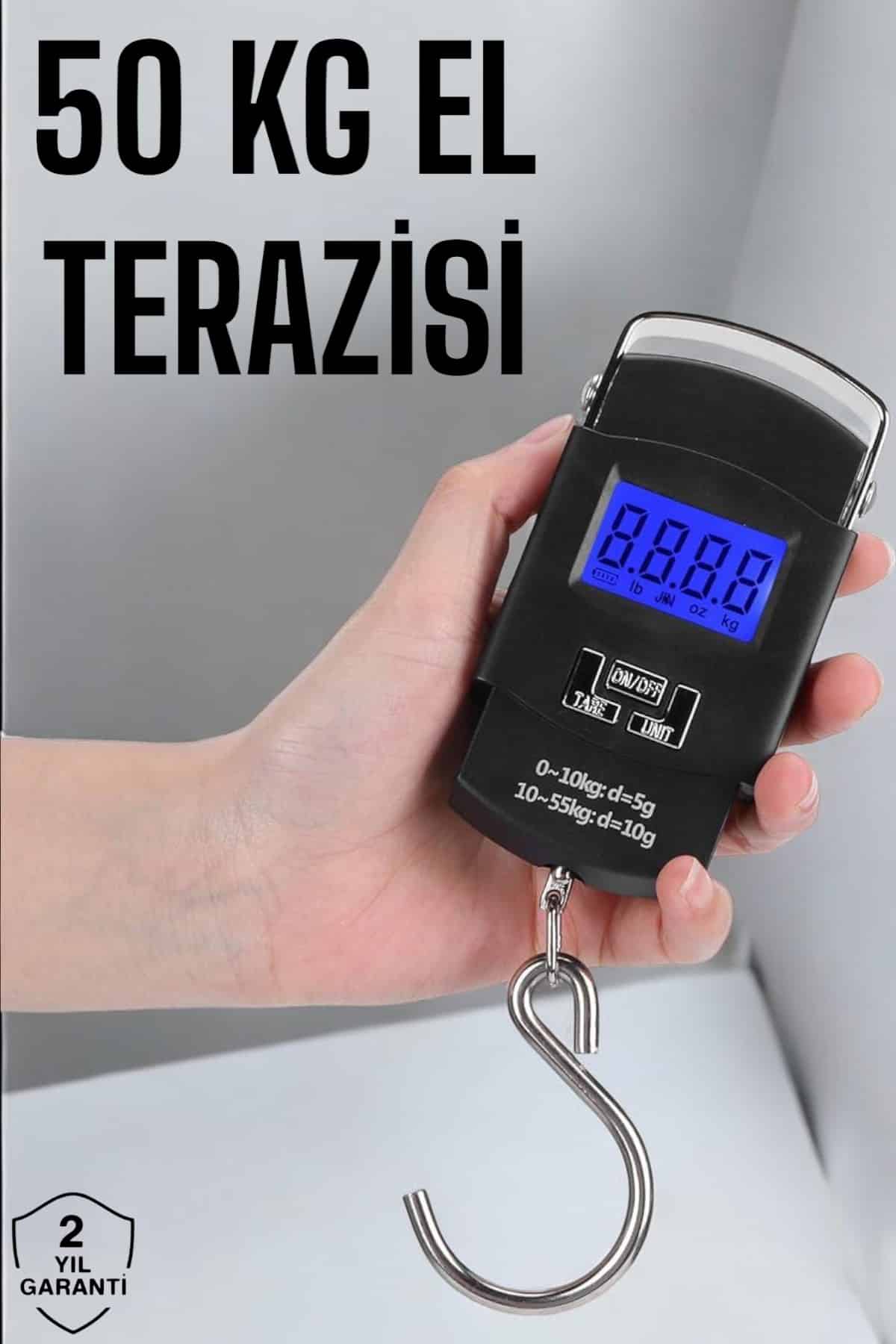 50 Kg El Kantarı Ağırlık Ölçer Dijital Ekranlı Kancalı Portatif