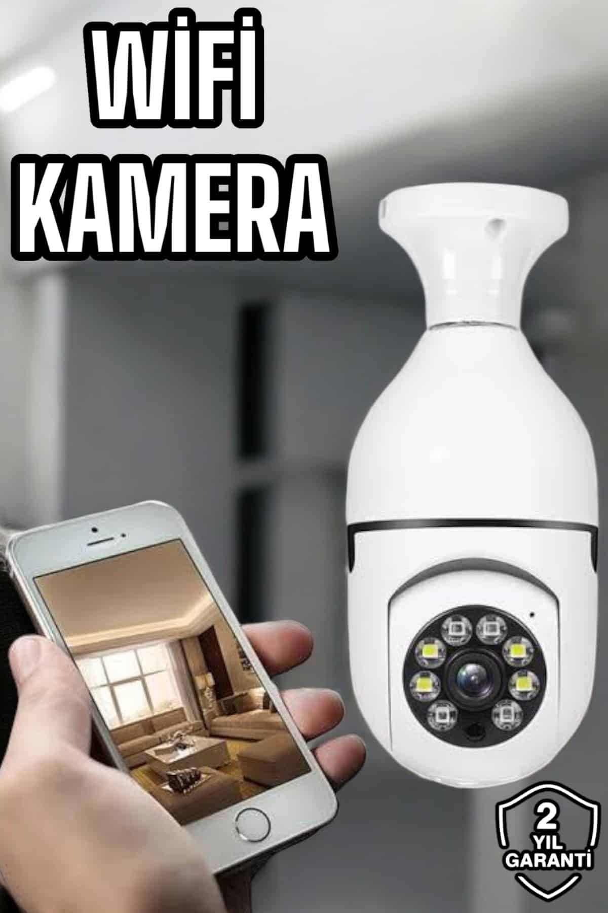 Ampul Görünümlü Güvenlik Kamerası Duylu Wifi Kamerası Dönebilen