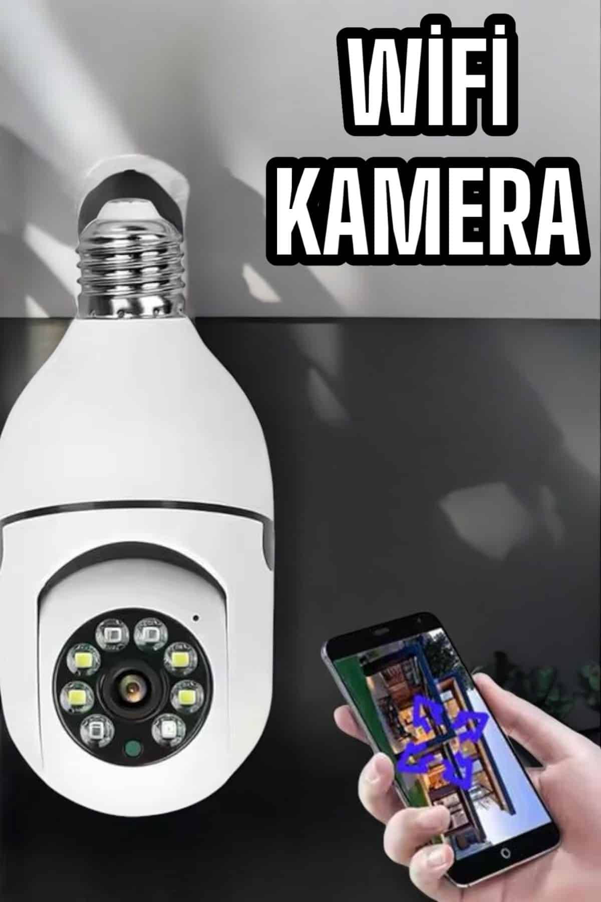 Wifi Kamera Duylu Ampul Görünümlü 360 Derece Dönebilen Ev Kamerası