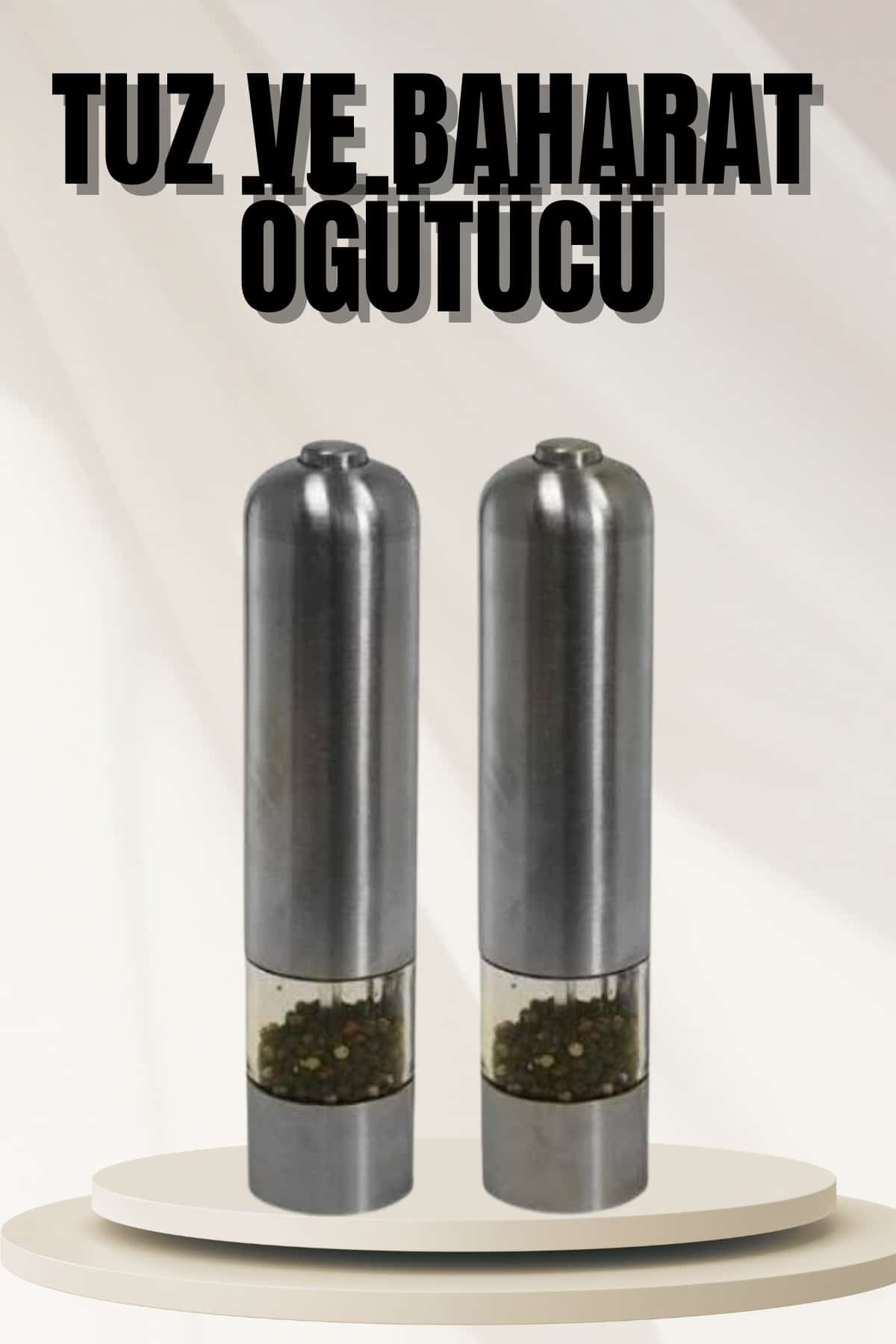 Işıklı Otomatik Tuz ve Karabiber Öğütücü Baharat Öğütücü