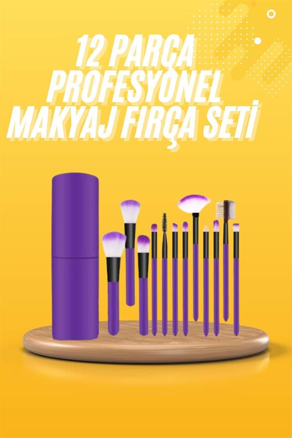 12 Parça Makyaj Fırçası Yumuşak Kıllı Profesyonel Fırça Seti Yüksek Kaliteli Pürüzsüz
