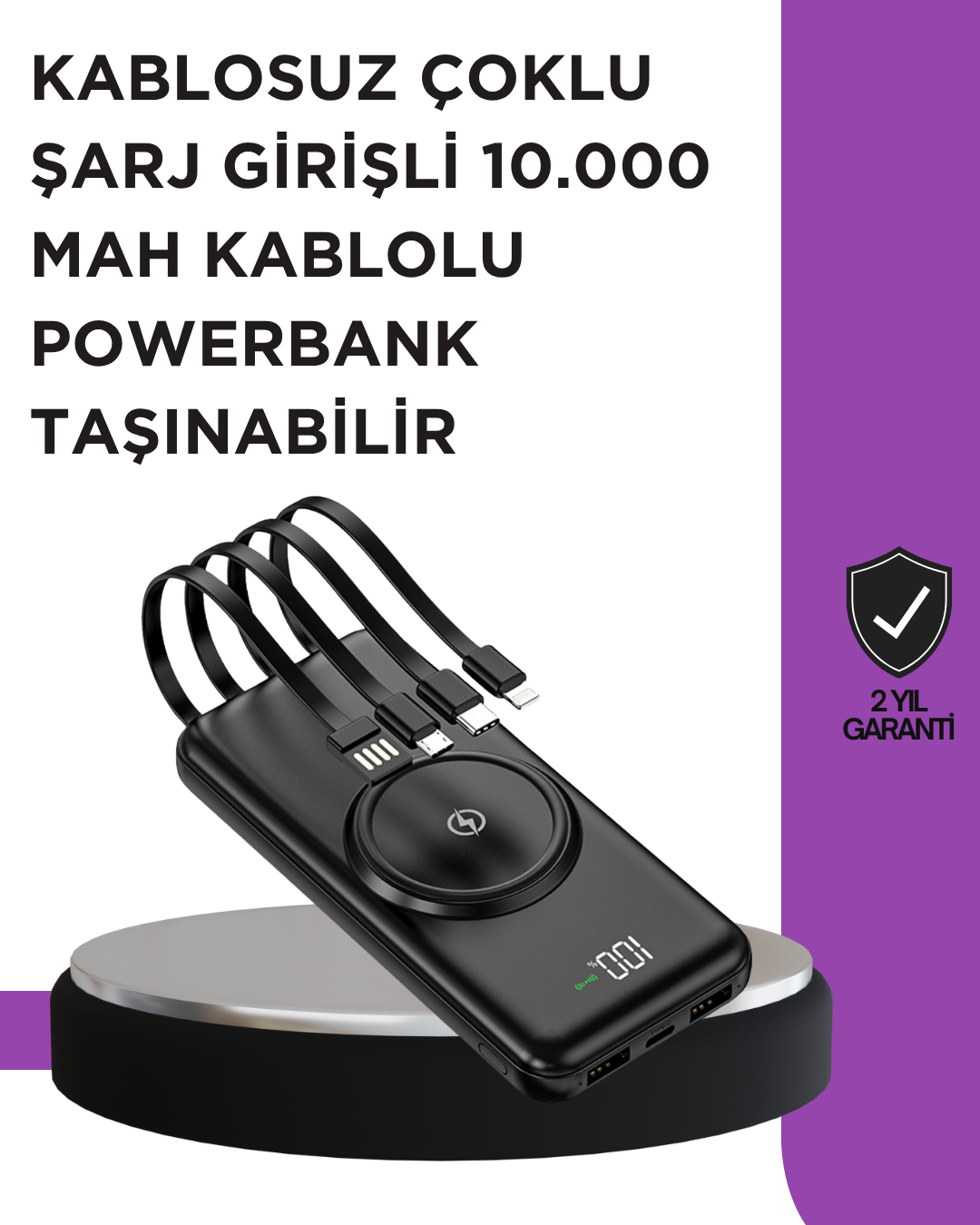 Çoklu Cihaz Uyumu ile Kablolu ve Kablosuz Şarj – Pratik Powerbank