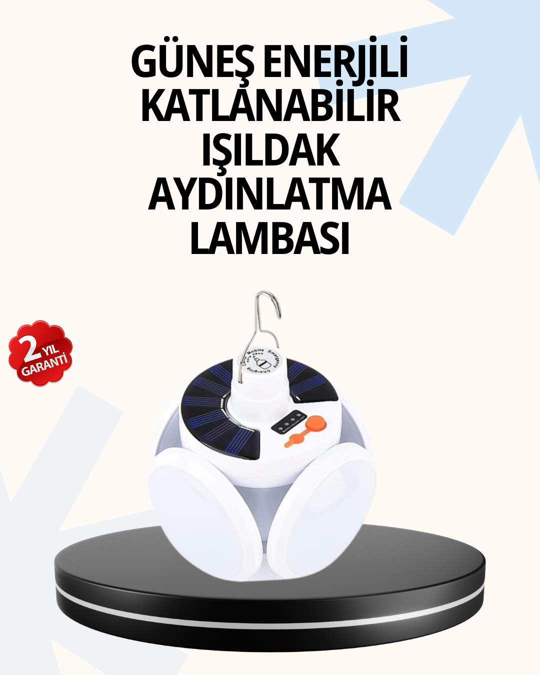 Katlanabilir 5 Kanatlı Solar LED Bahçe ve Kamp Lambası