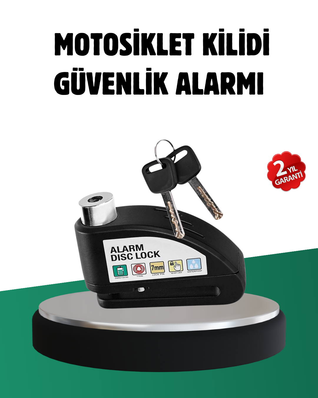 Titreşim Sensörlü Alarm Disk Kilidi Motosiklet Scooter Bisiklet