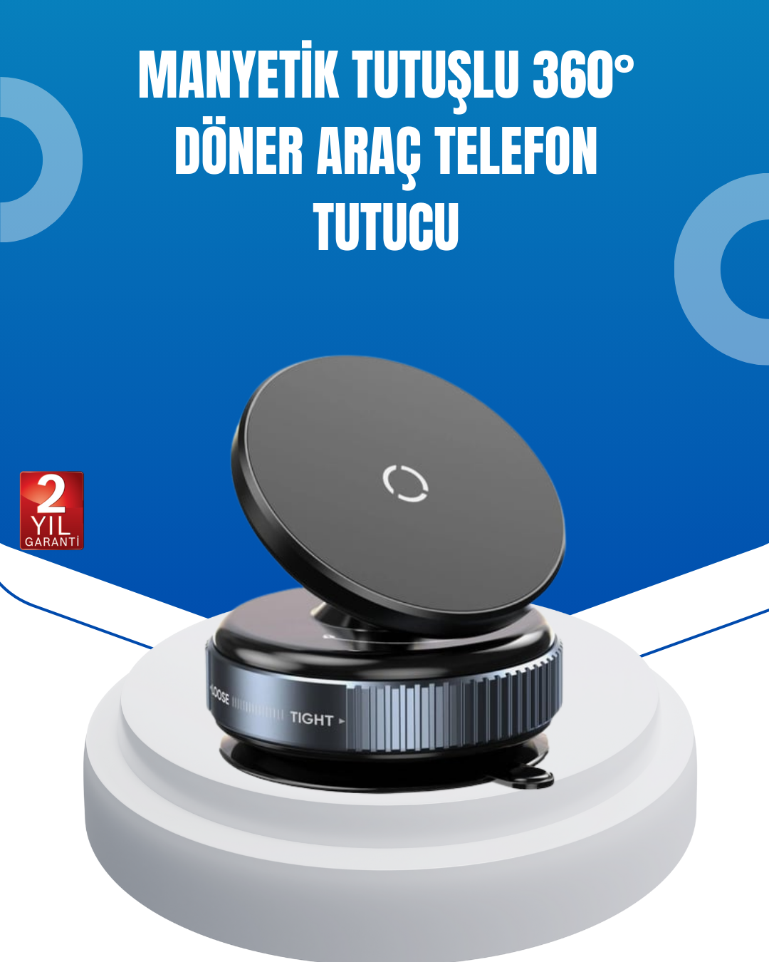 Evrensel Manyetik Araç Telefon Tutucu 360° Döner Başlık