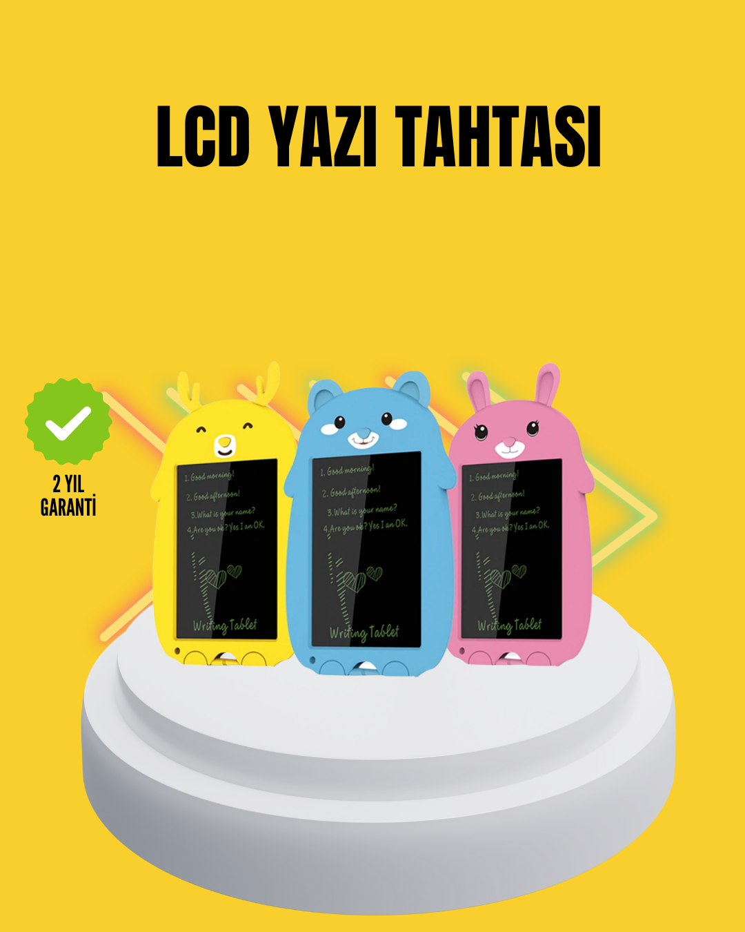 Tek Tuşla Silinebilir LCD Yazı Tableti | Çocuklar İçin Eğitim Tableti