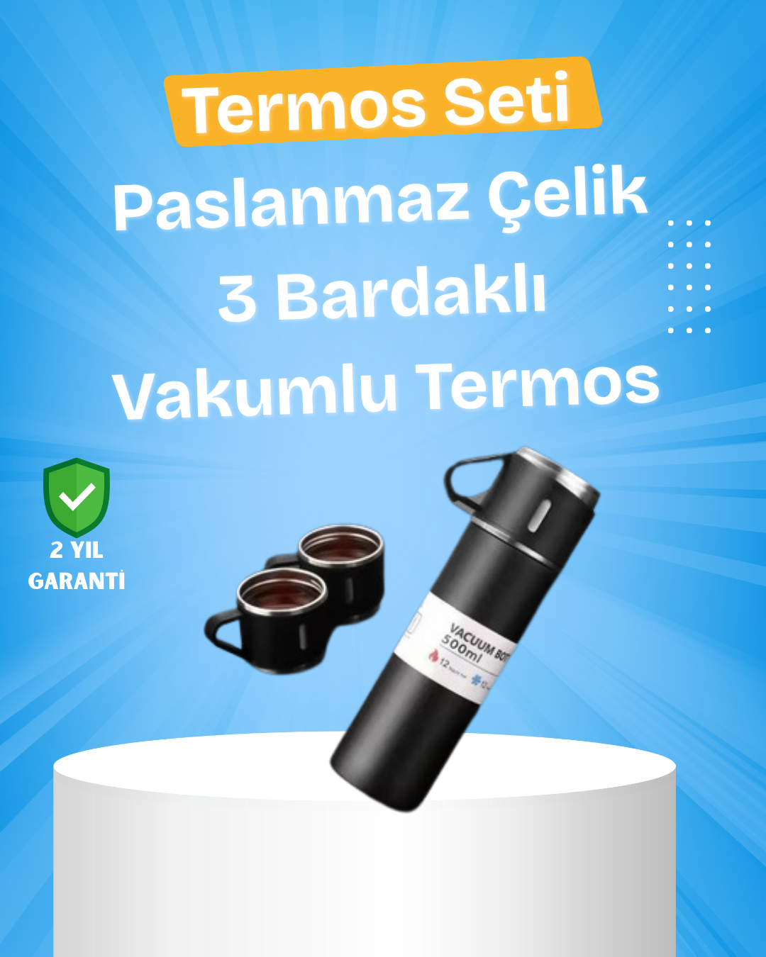 Paslanmaz Çelik Termos Seti | 500 ml Kapasite, 6-12 Saat Isı Koruma, Hediye Kutulu