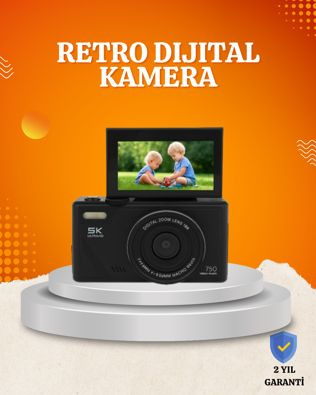 75MP 5K Video Destekli Dijital Kamera 18x Zoom Çok Eksenli Stabilizasyon