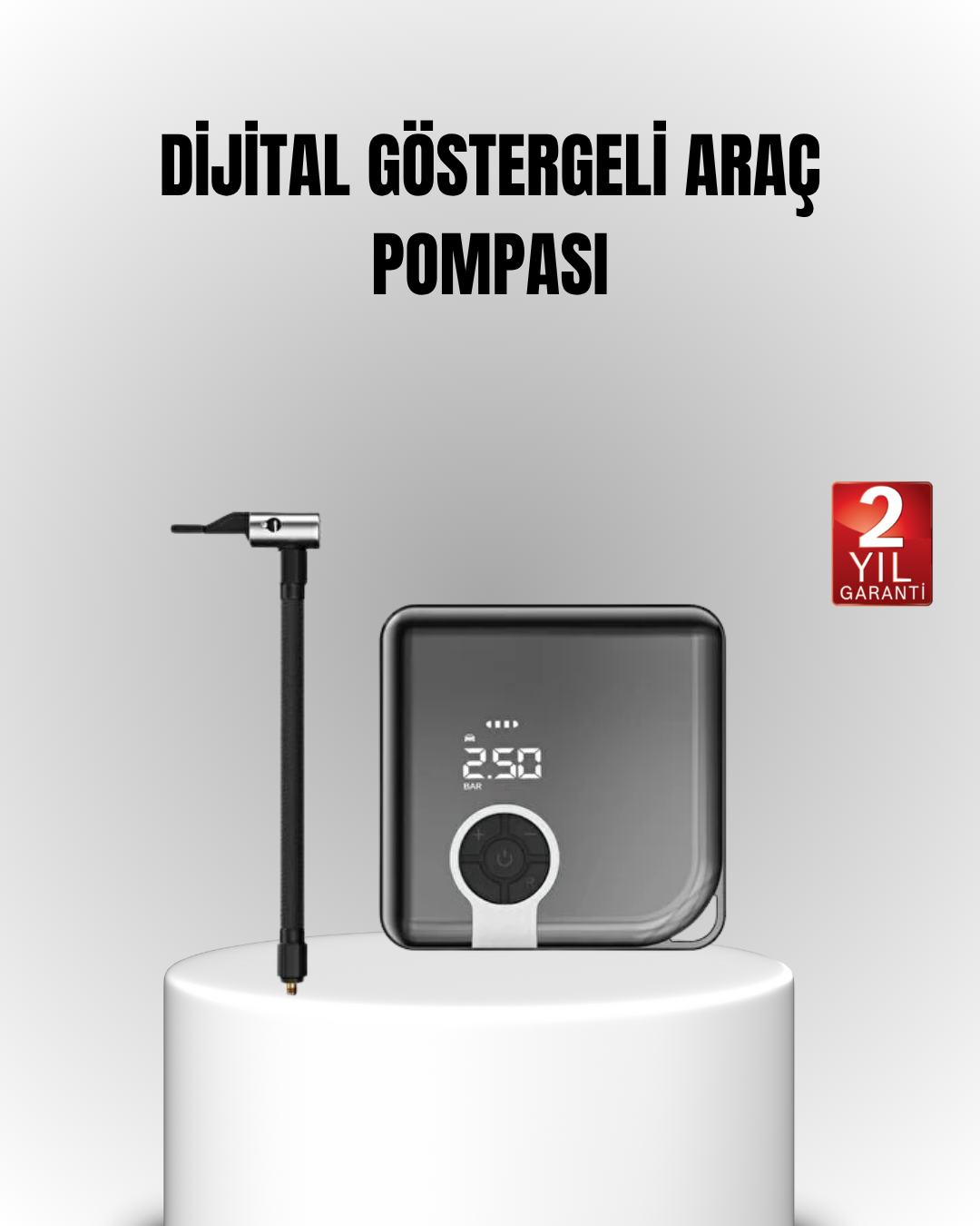 6000mAh Bataryalı Type-C Şarjlı Mini Hava Kompresörü LED Işıklı