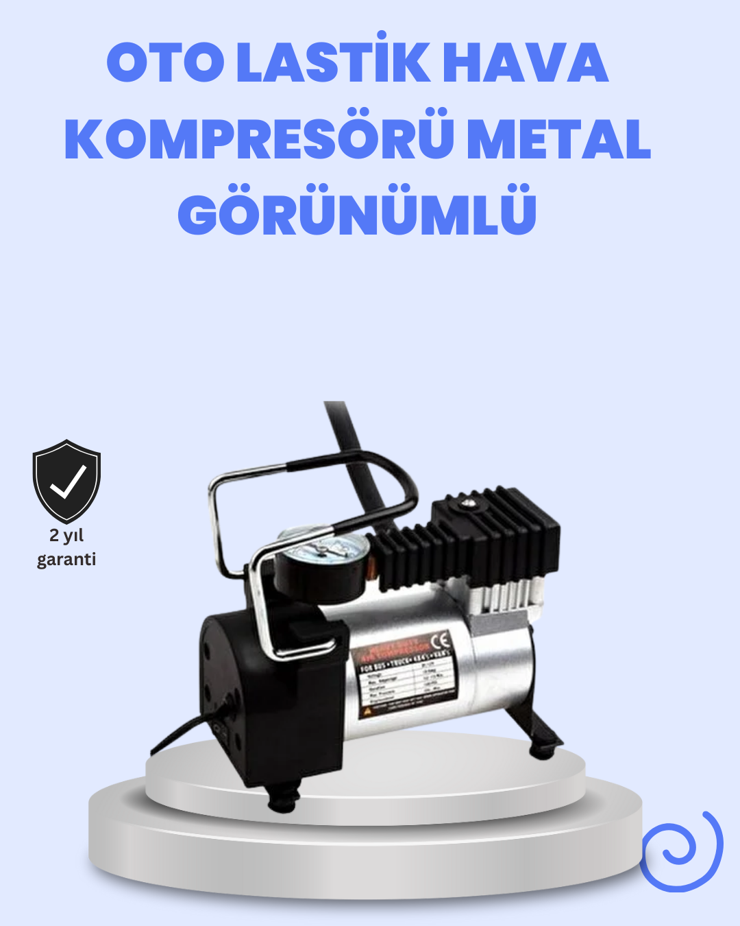 DC 12V Metal Hava Kompresörü Araç Lastik Şişirme 35L/Dk