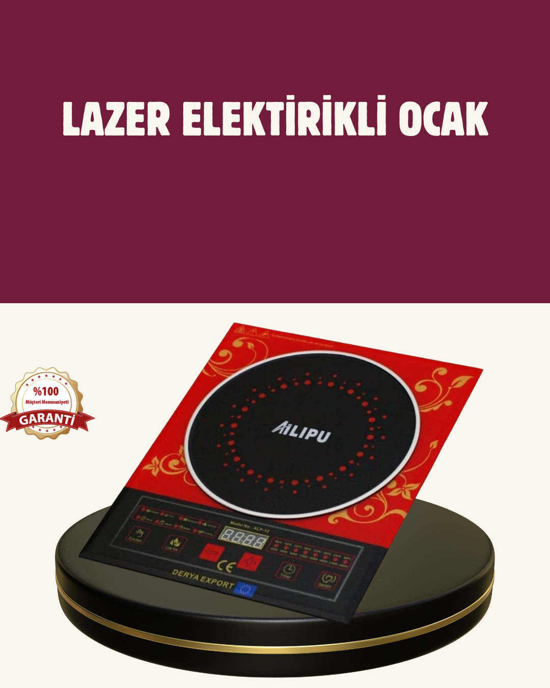 8 Programlı LED Ekranlı İndüksiyon Ocak 80–270°C Sıcaklık Ayarı