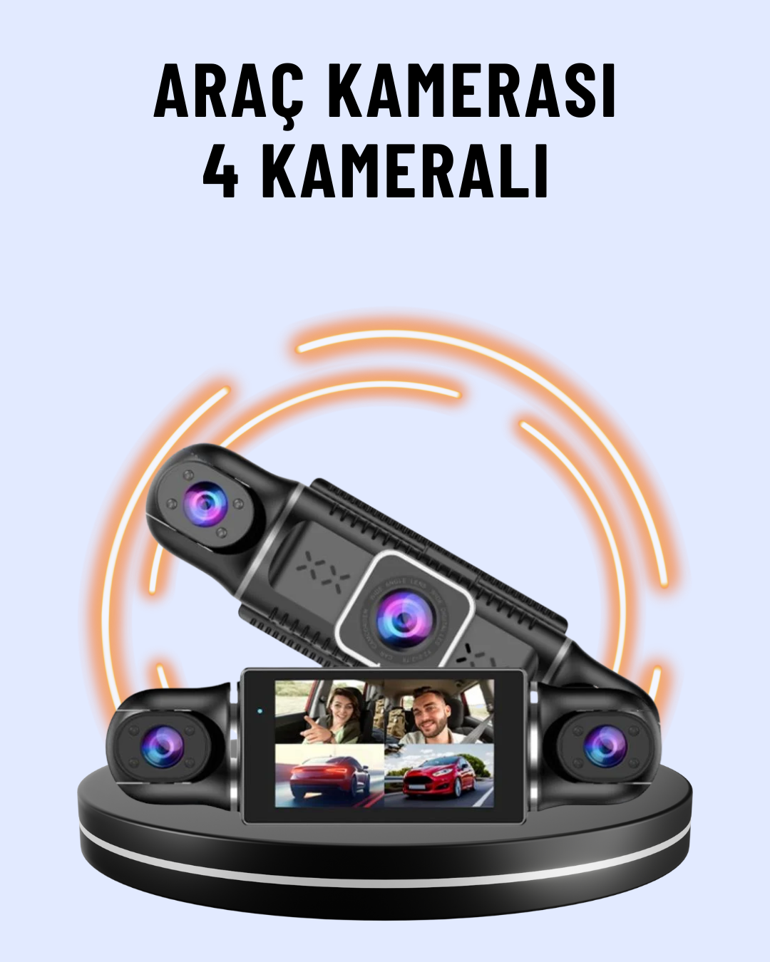 170° Geniş Açı 4 Kameralı Araç Kamerası Hareket Algılamalı