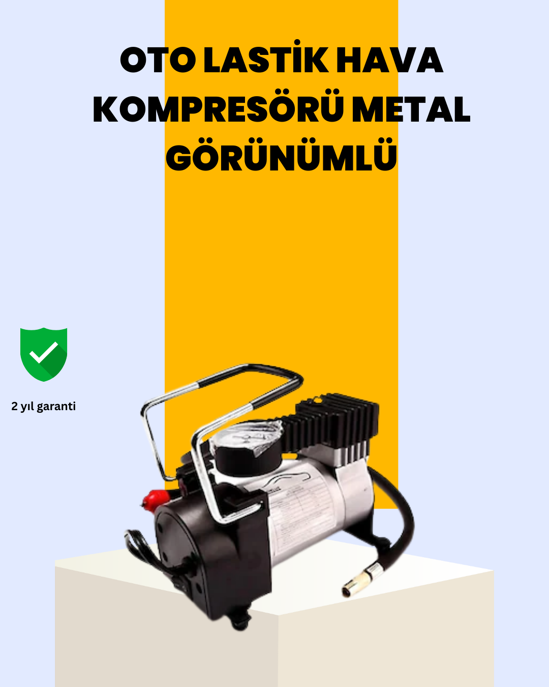 Araç Çakmak Girişli Metal Hava Kompresörü 10A Güçlü Motor