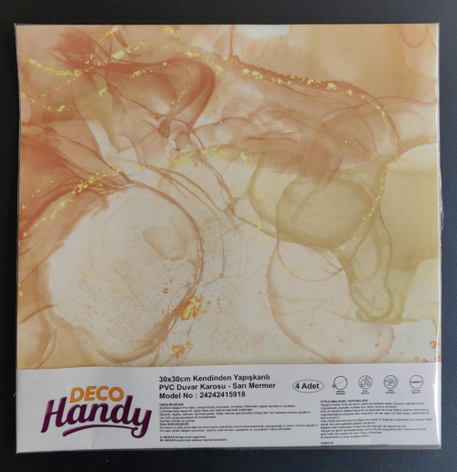 Decohandy 30x30 Cm Pvc Wall Tile 4 Package - Yellow Marble