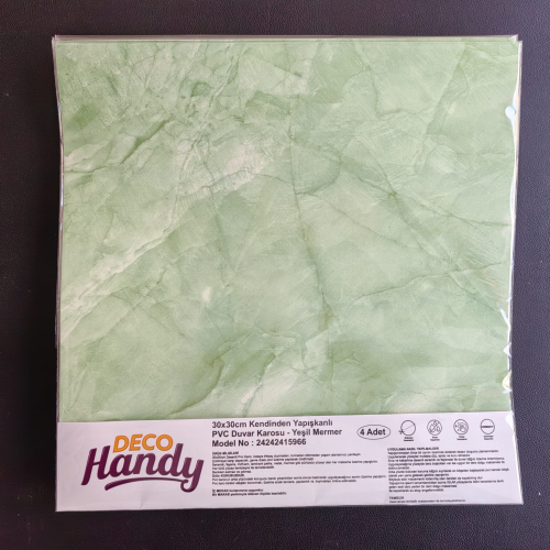 Decohandy 30x30 Cm Pvc Wall Tile 4 Package - Green Marble