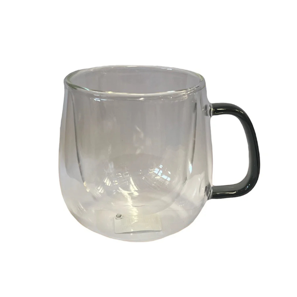 Double Chip Glass Mug Grey Color