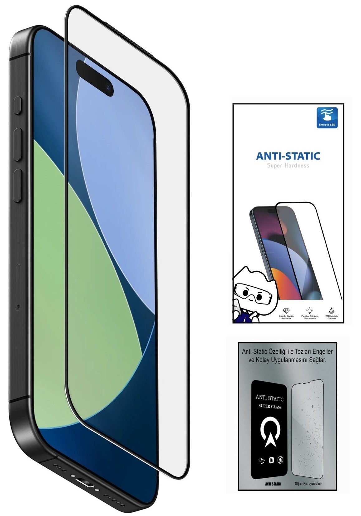 iPhone 16 6D Anti Static Temperli Cam Ekran Koruyucu Kırılmaz Full Kaplama (1550)