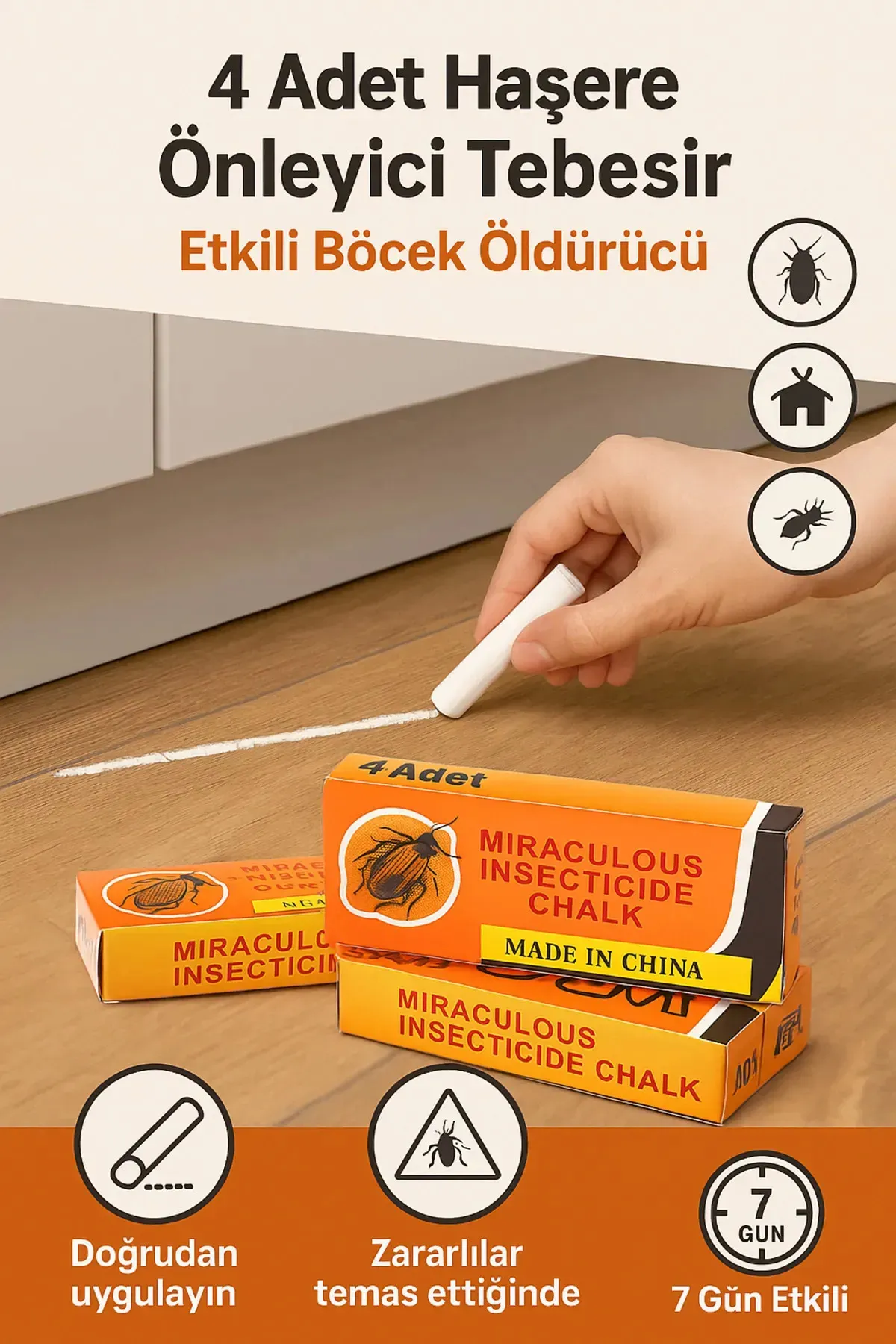 4 Adet Haşere Tebeşiri Böcek Önleyici Tebeşir Etkili Hamam Böceği Ve Karınca Kovucu (1550)