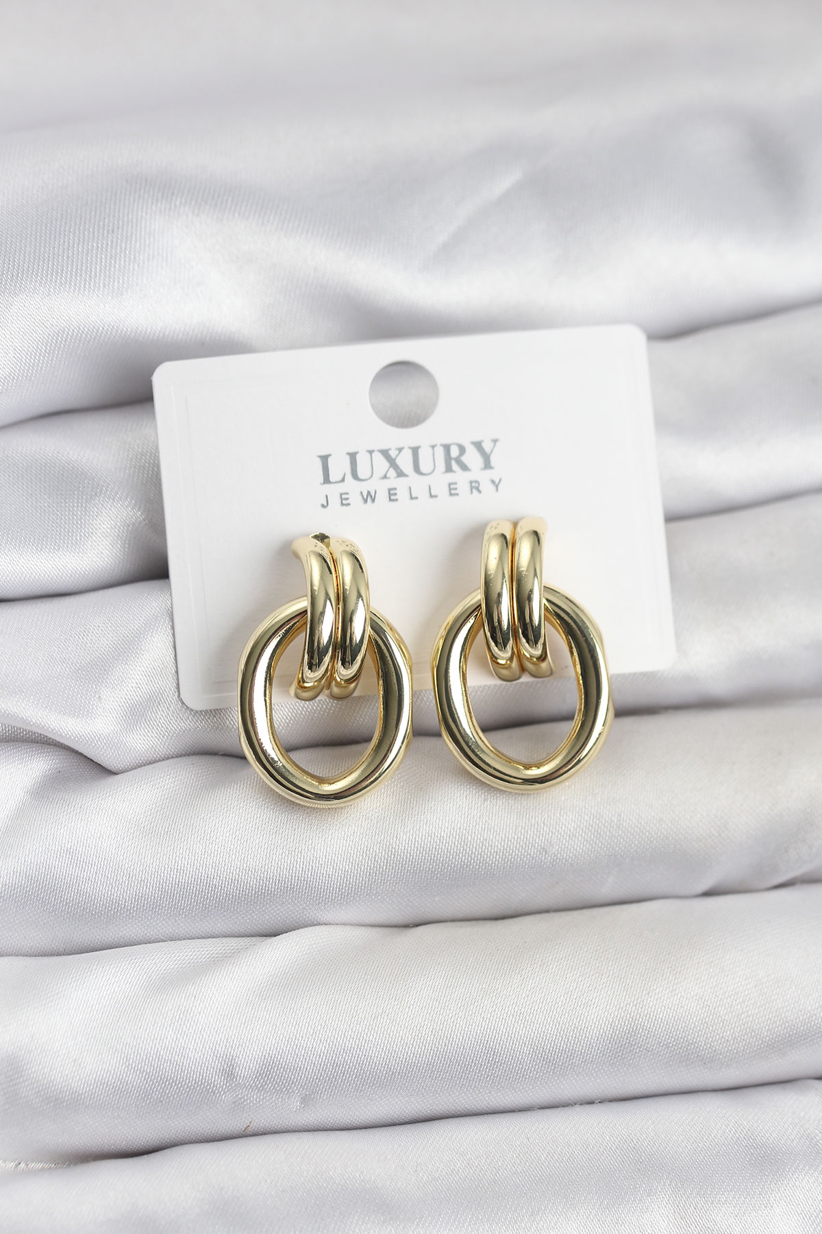 Gold Renk Pirinç Vintage Kadın Küpe