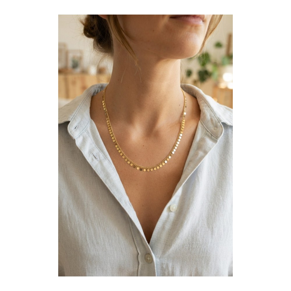 Gold Renk Pul Model 60 cm Kadın Kolye