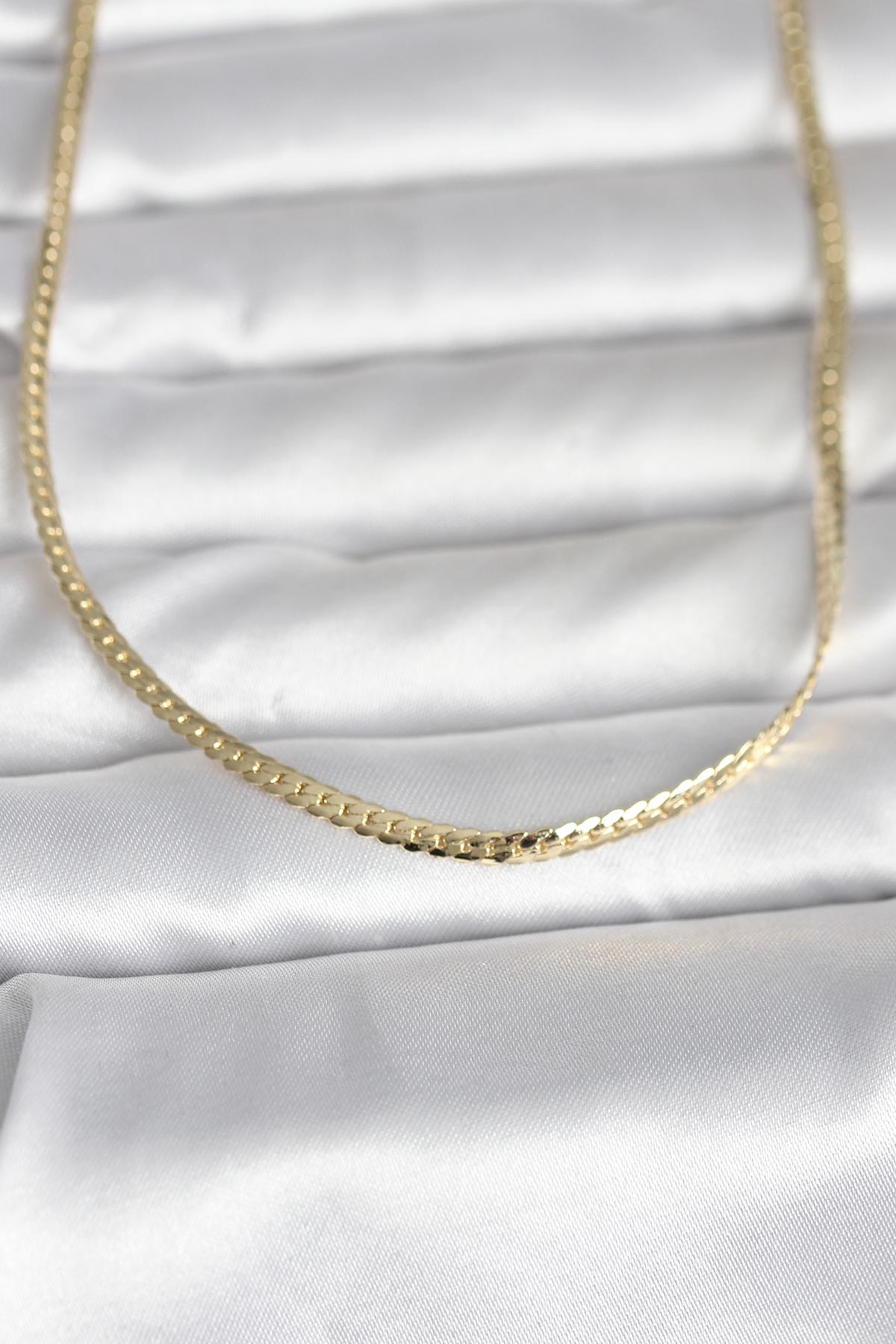 CM 14K Gold Renk Yassı Zincir Model 45 cm Kadın Kolye