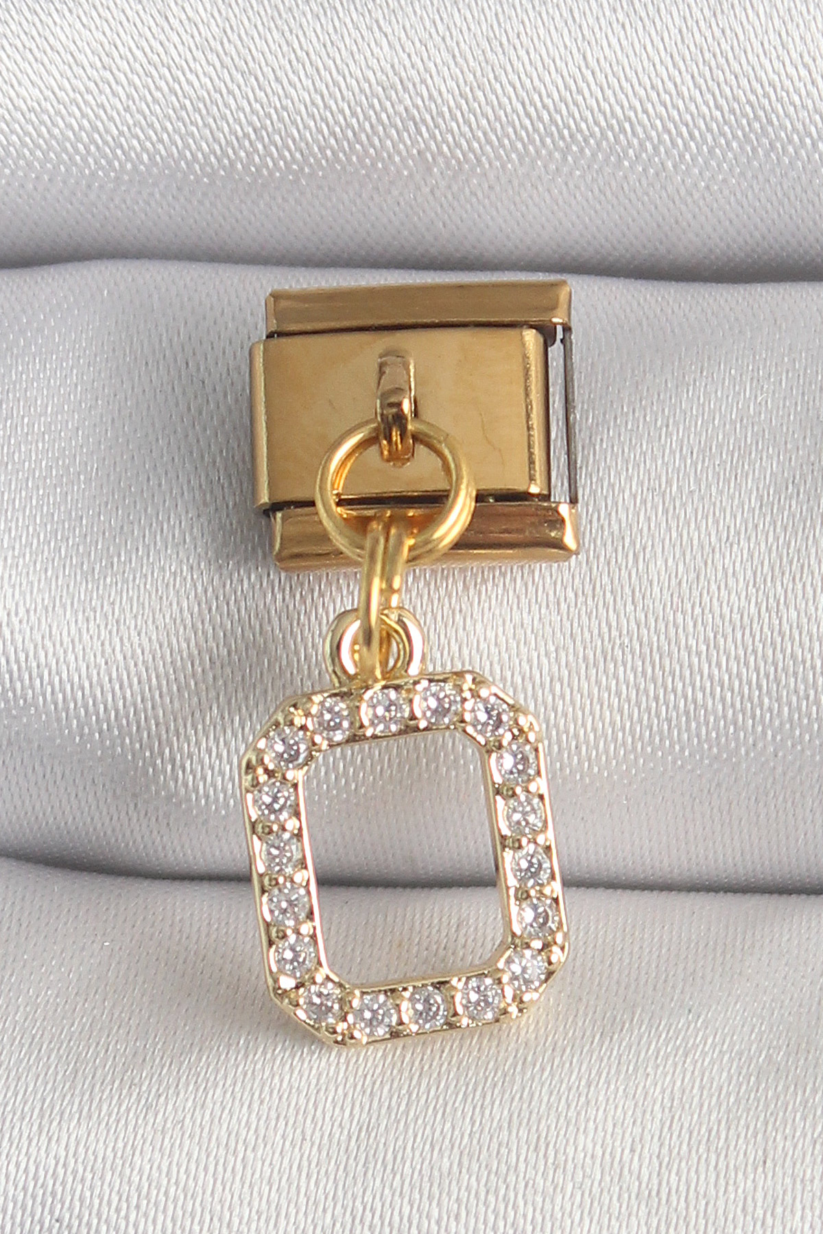 316L Çelik Gold Renk Sallantı Kare Zirkon Taşlı Nomination Charm