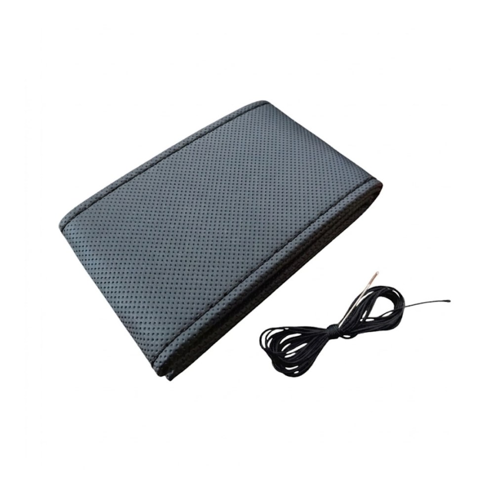 Düz Deri Dikme Direksiyon Kılıfı 105mm 38-40 cm Siyah Dikişli Siyah