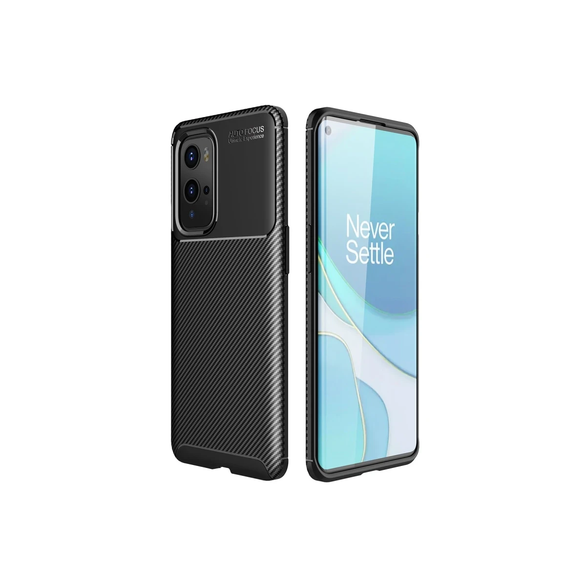 One Plus 9 Pro Kılıf Auto Focus Karbon Kapak - Siyah