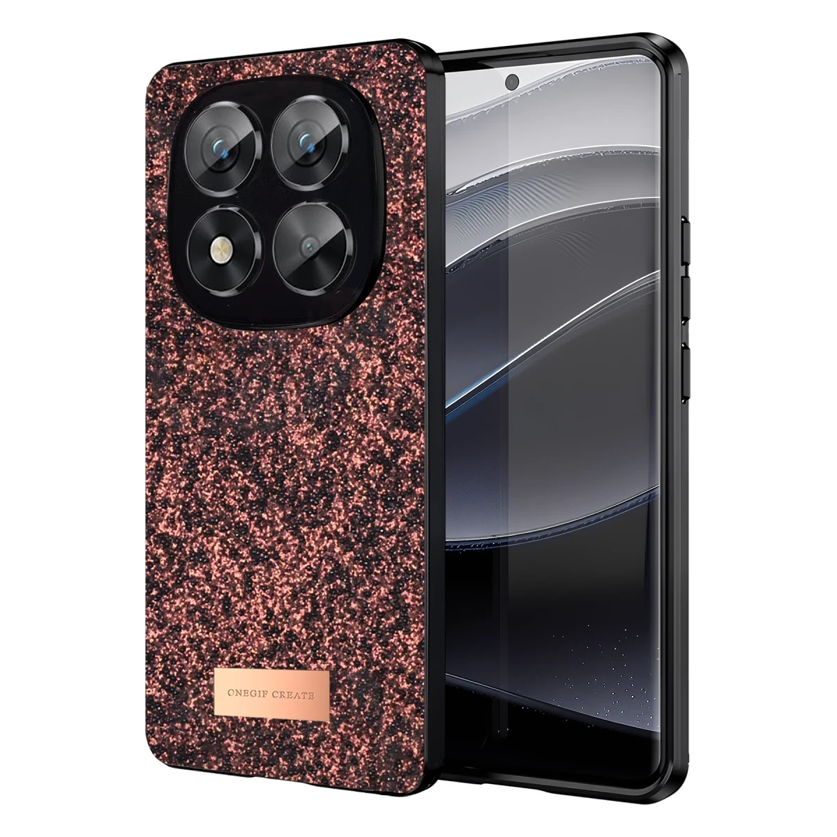 Onegif Xiaomi Redmi Note 14 Pro 5G Bright Simli Kapak - Derin Mor