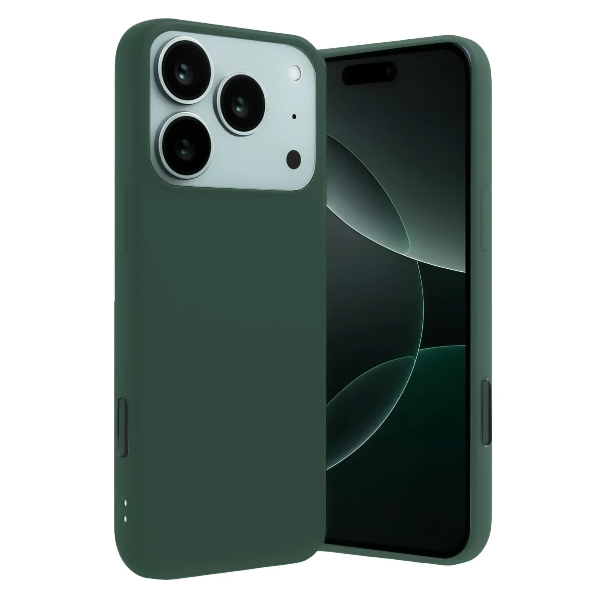 Apple iPhone 17 Pro Nano içi Kadife Silikon - Koyu Yeşil
