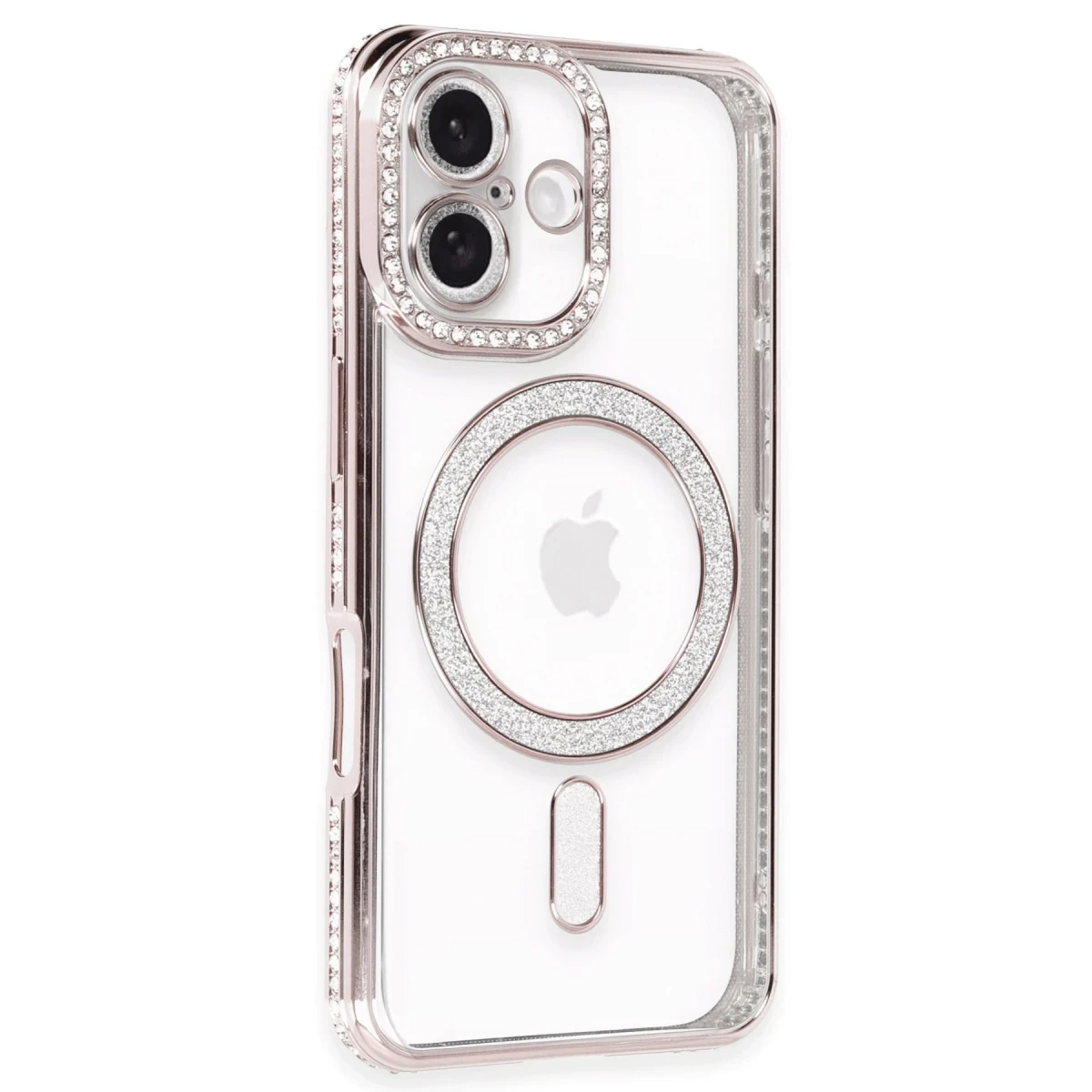 Apple iPhone 16 Kılıf Joke Simli Magneticsafe Kılıf - Pembe