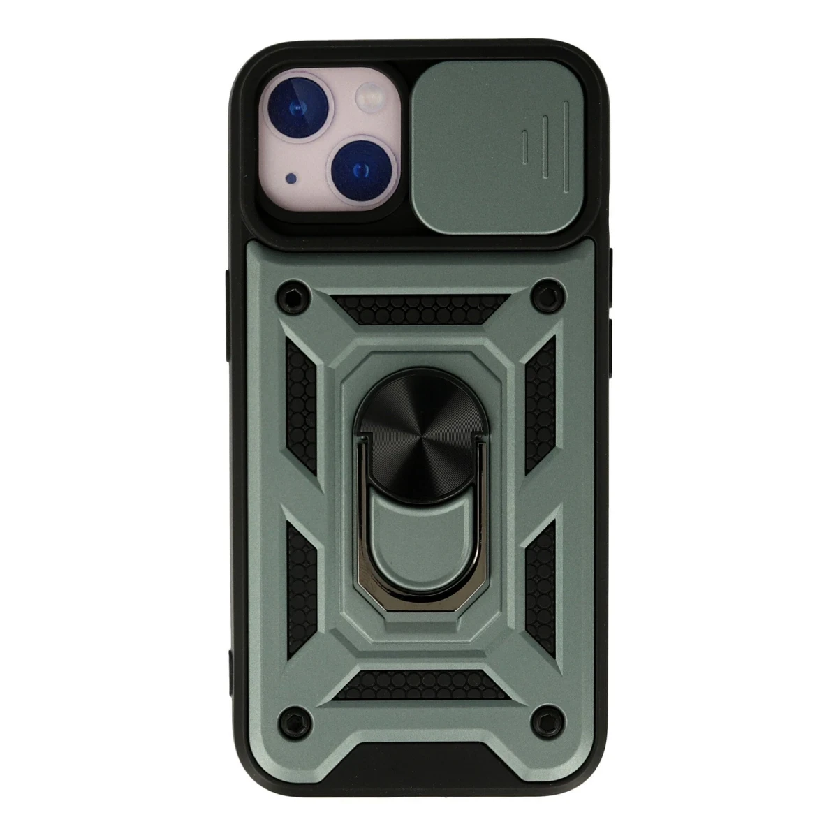 Apple iPhone 13 Kılıf Pars Lens Yüzüklü Silikon - Yeşil