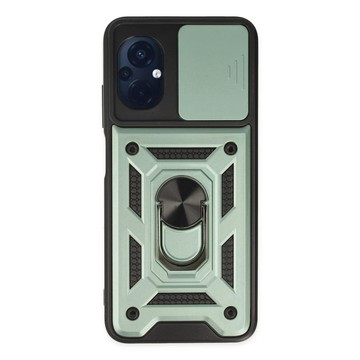 Xiaomi Poco M5 Kılıf Pars Lens Yüzüklü Silikon - Yeşil