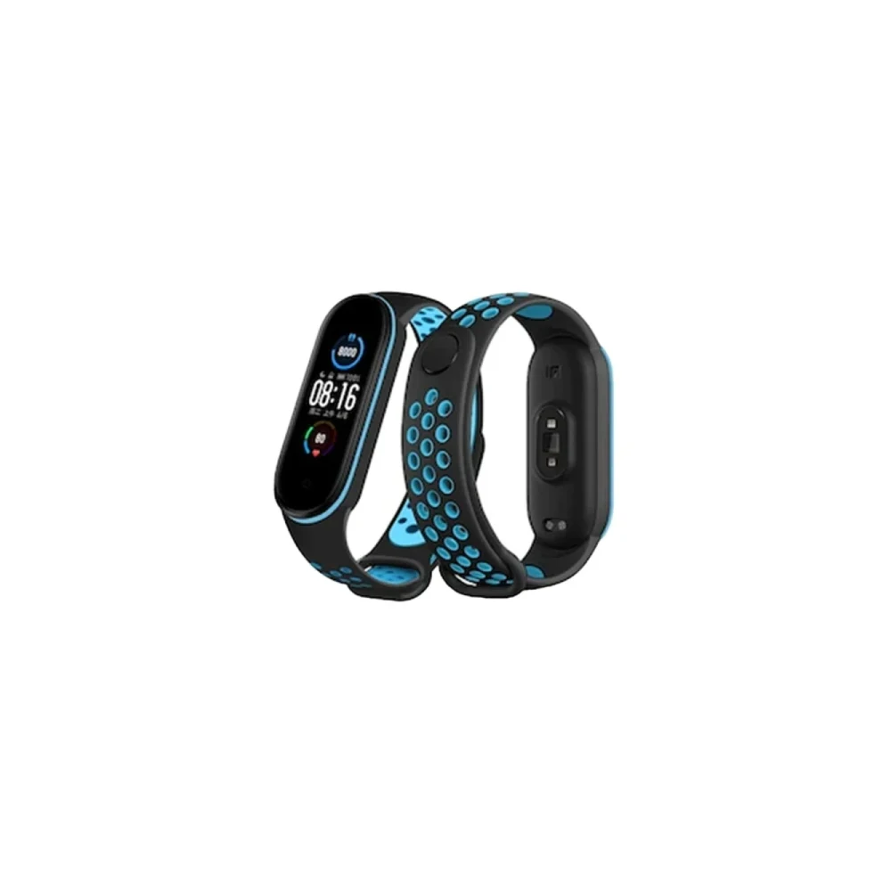 Xiaomi Mi Band 4 Spor Delikli Kordon - Siyah-Mavi