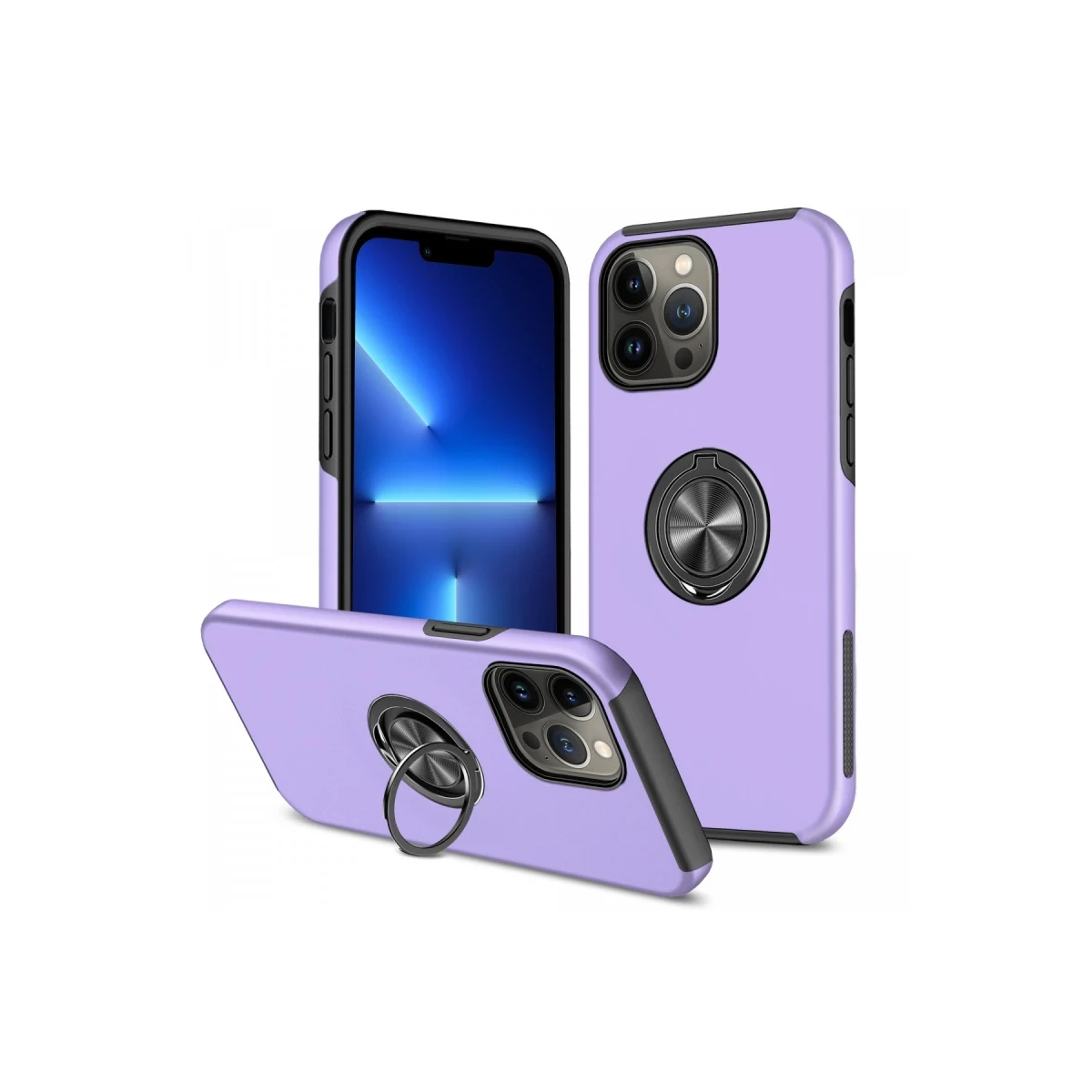 Apple iPhone 13 Pro Max Kılıf Elit Yüzüklü Kapak - Mor