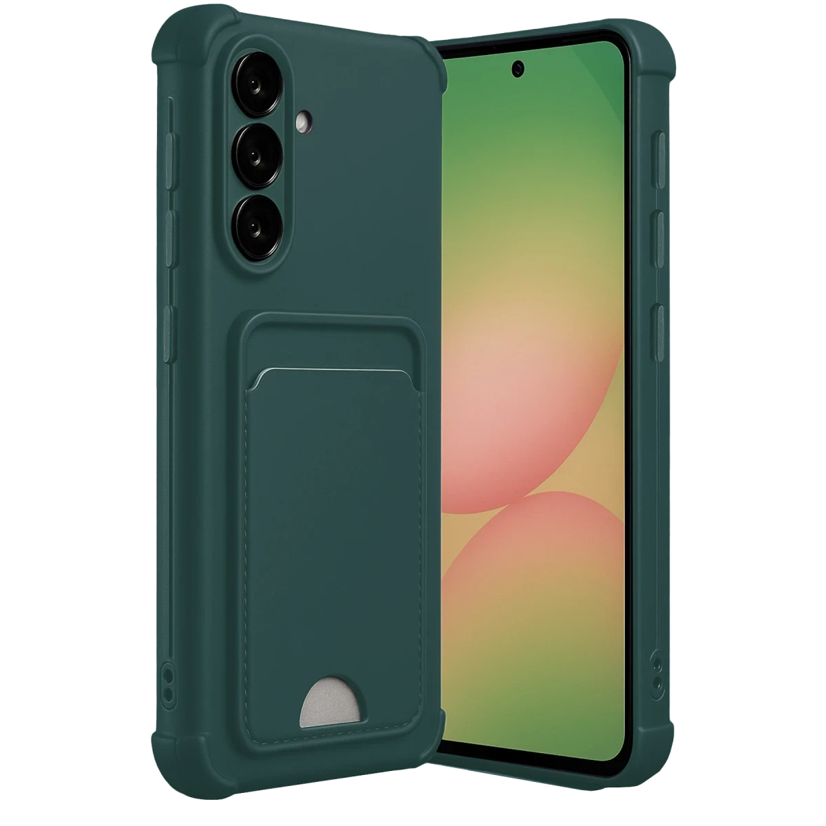 Samsung Galaxy A36 Kılıf Kelvin Kartvizitli Silikon - Koyu Yeşil