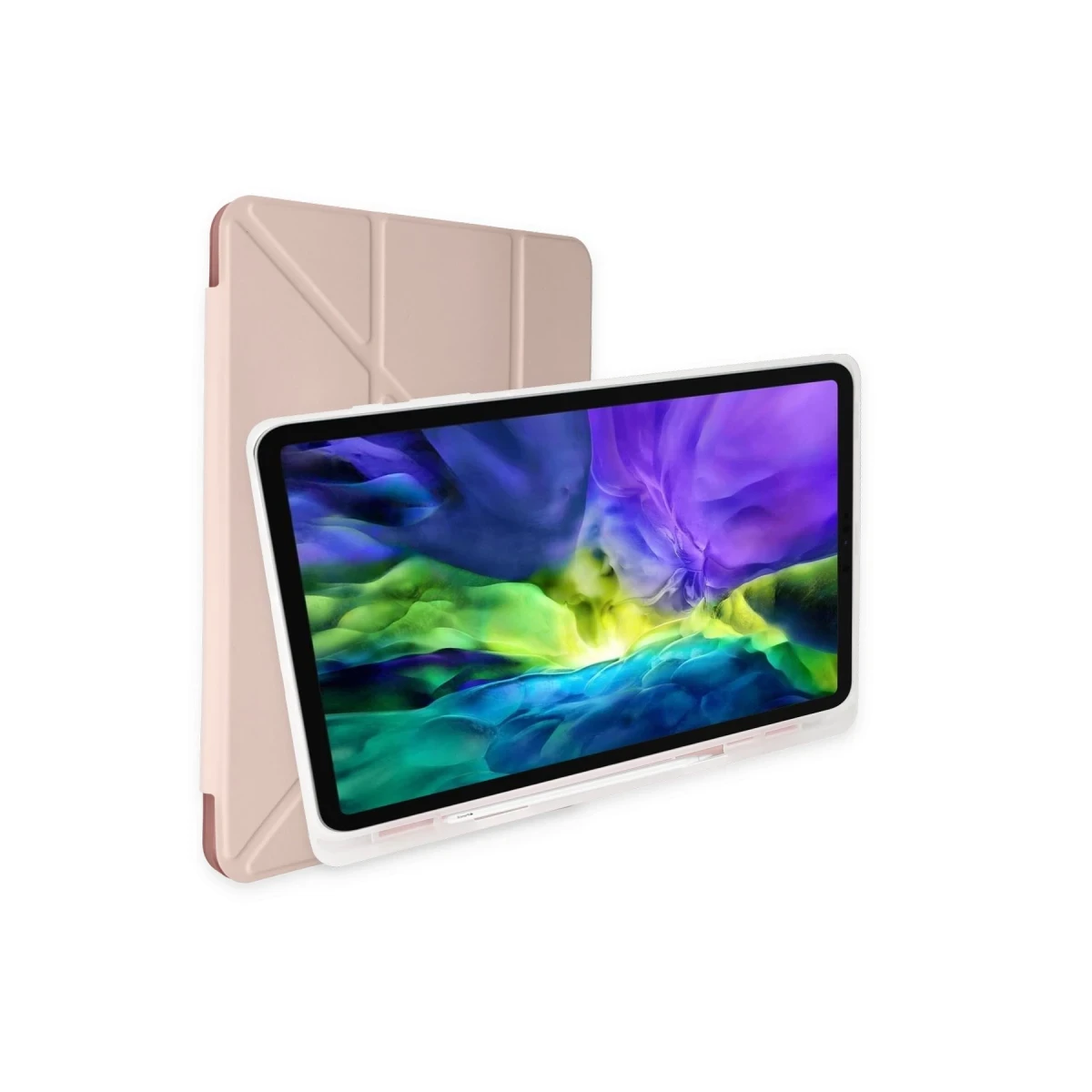 Samsung Galaxy T870 Tab S7 11 Kılıf Kalemlikli Mars Tablet Kılıfı - Rose Gold