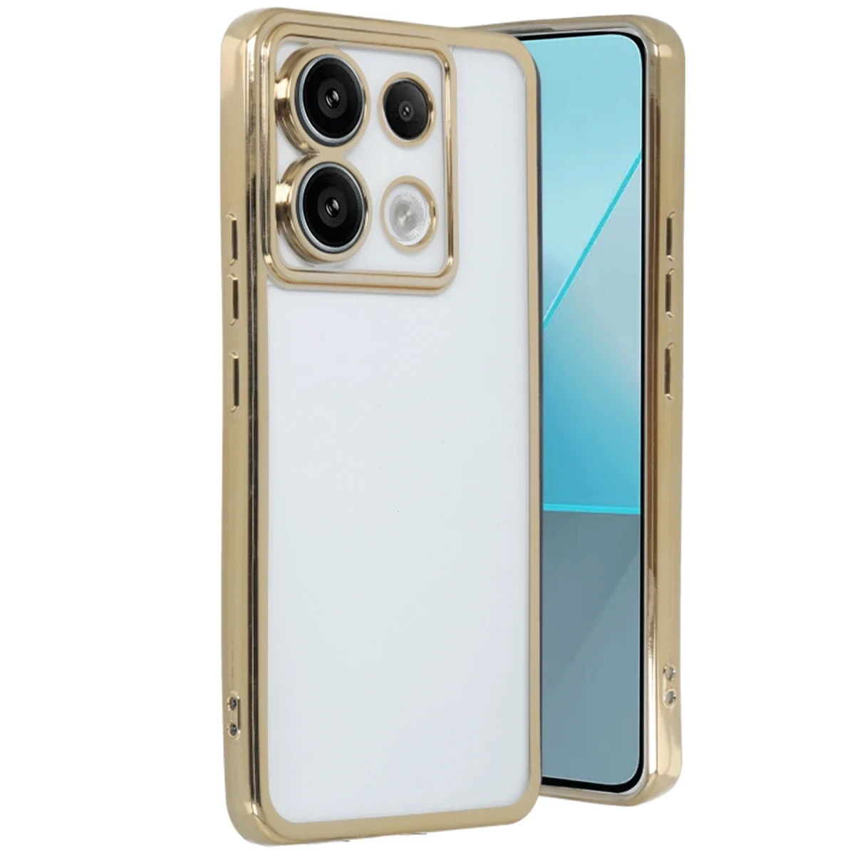 Xiaomi Redmi Note 13 Pro 5G Kılıf Razer Lensli Silikon - Gold