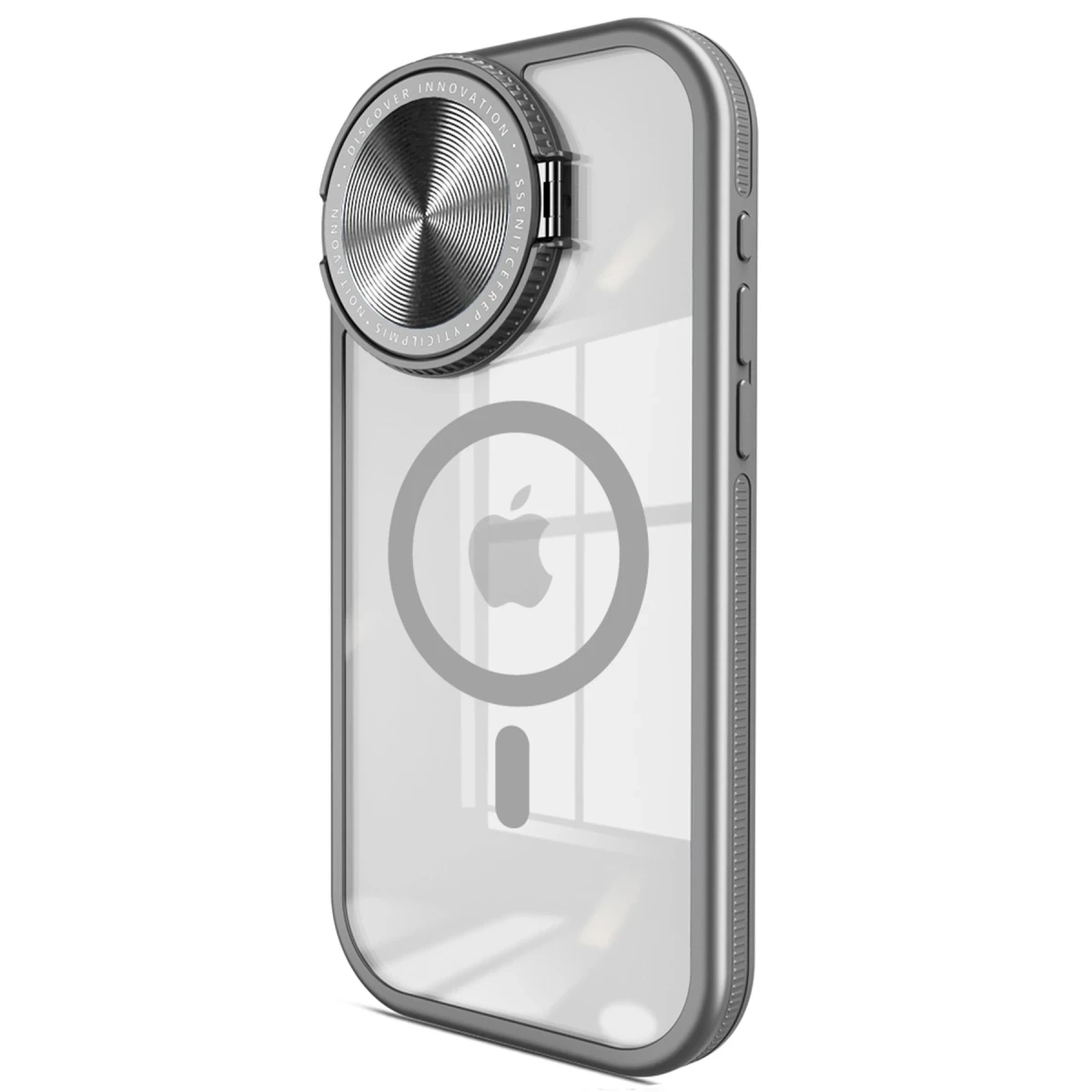 Apple iPhone 15 Pro Max Kılıf Teleskop Lens Magsafe Silikon Kapak - Titan Gri
