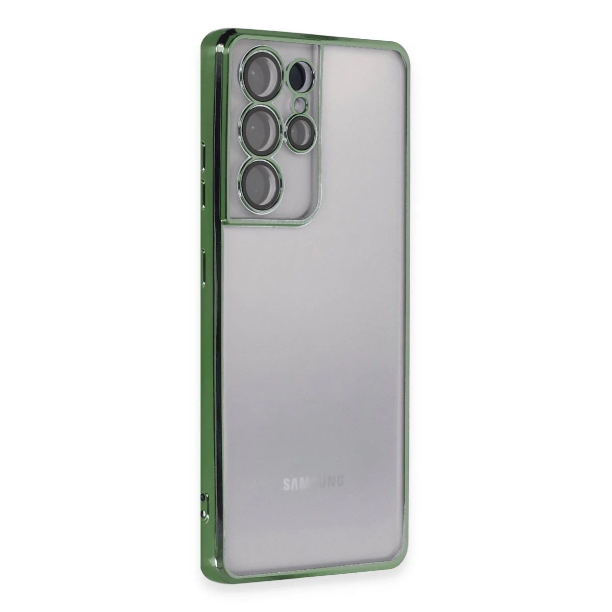 Samsung Galaxy S21 Ultra Kılıf Razer Lensli Silikon - Yeşil