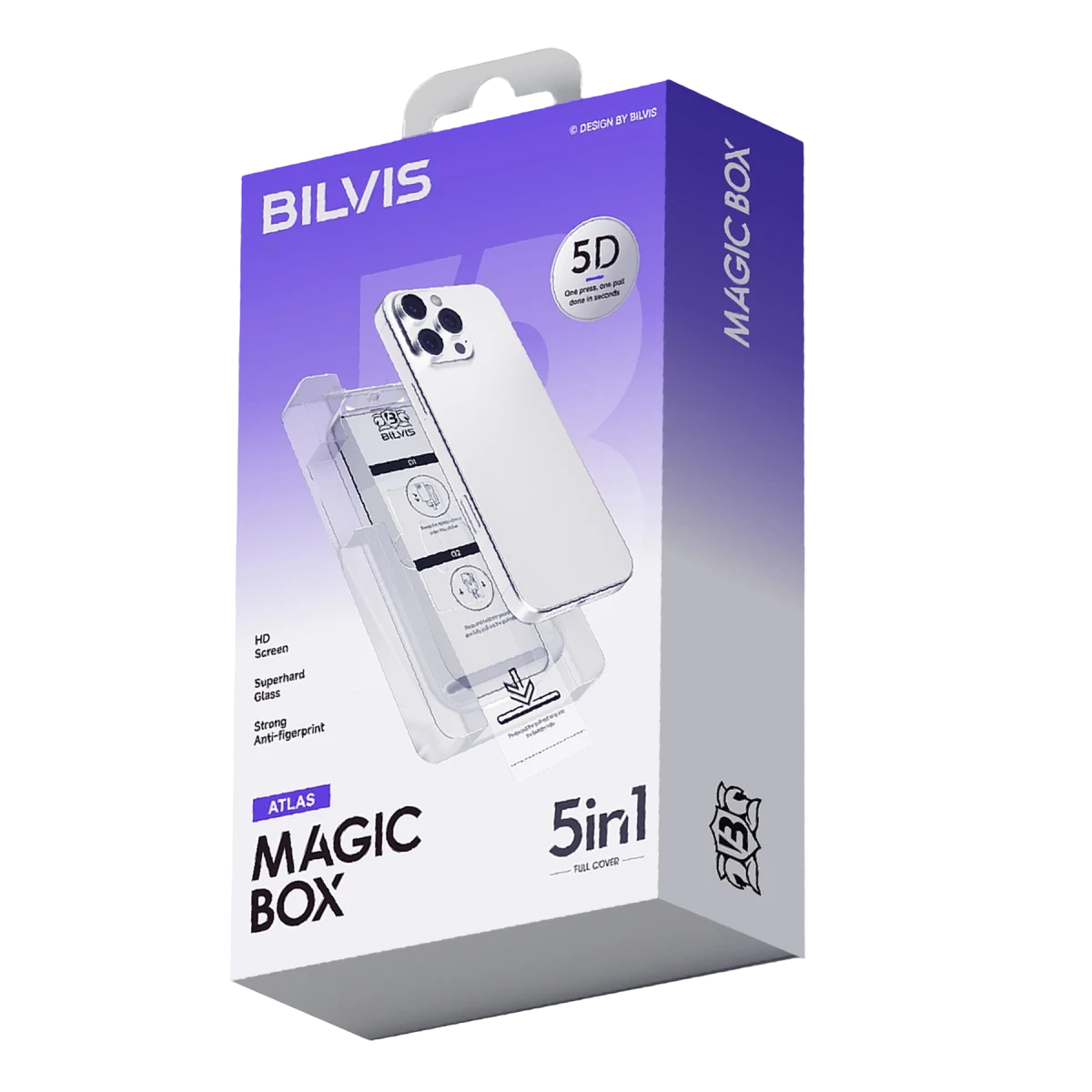 Apple iPhone 14 Bilvis 5in1 3D Magic Cam Ekran Koruyucu - Siyah