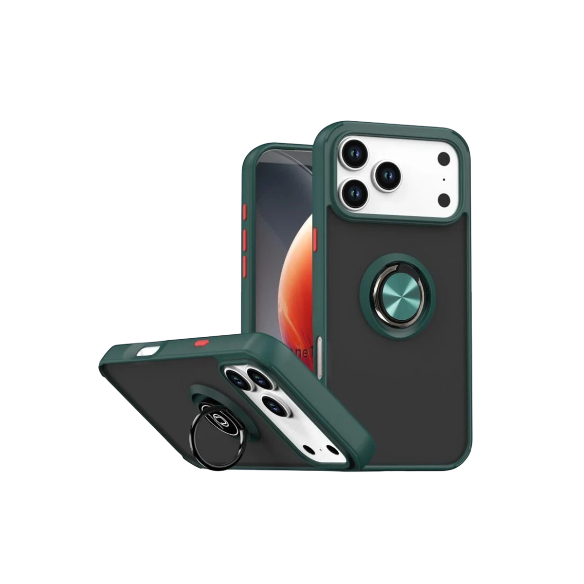 Apple iPhone 17 Pro Montreal Yüzüklü Silikon Kapak - Yeşil