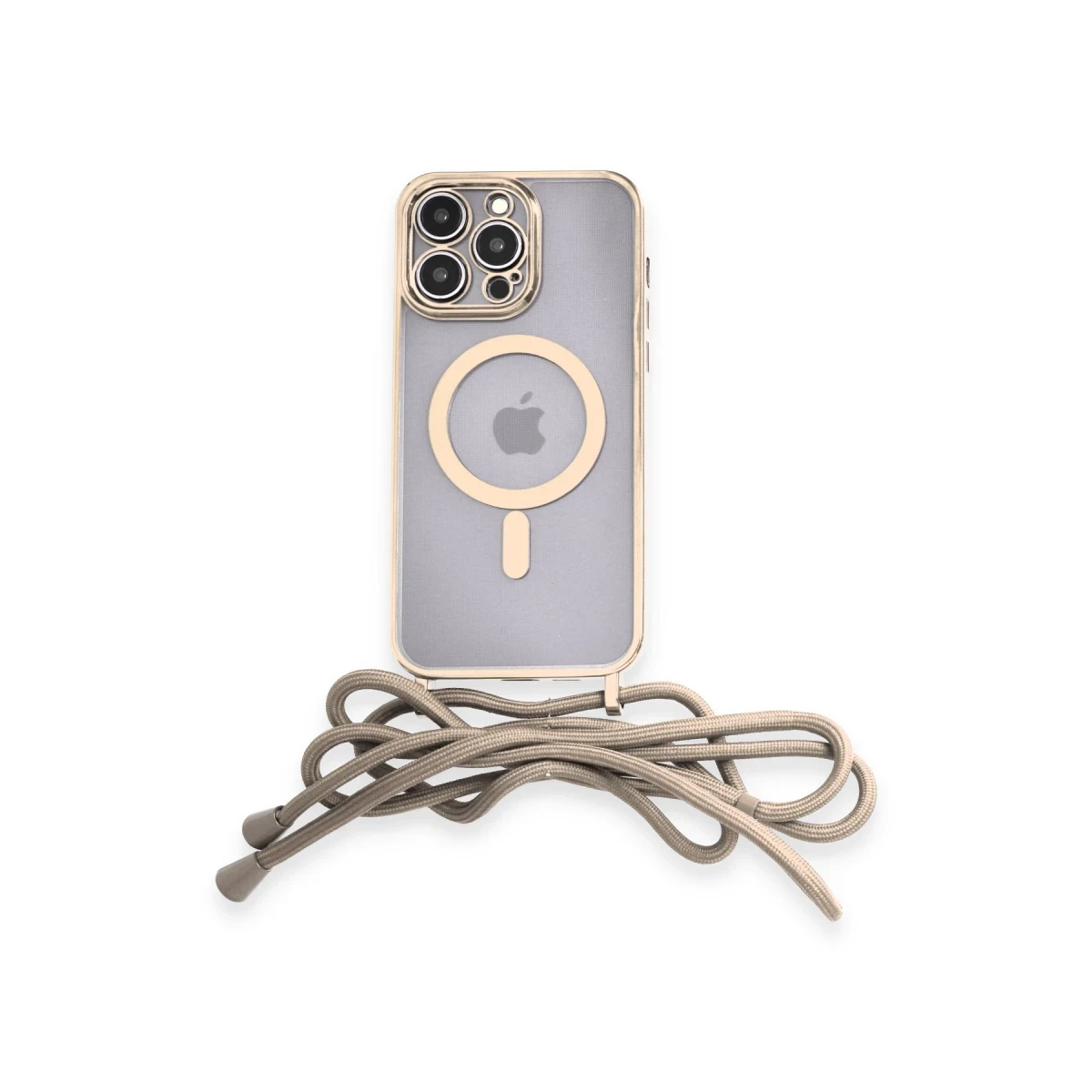 Apple iPhone 13 Pro Kılıf Divo Lazer Askılı Magsafe Kapak - Gold