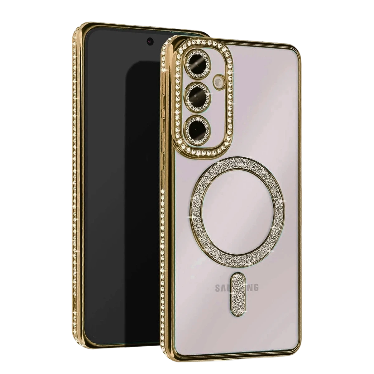 Samsung Galaxy S24 FE Joke Simli Magneticsafe Kılıf - Gold