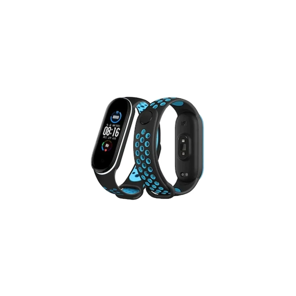 Xiaomi Mi Band 4 Spor Delikli Kordon - Siyah-Turkuaz
