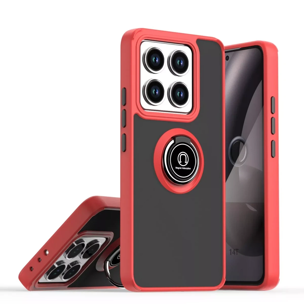 Xiaomi Mi 14T Montreal Yüzüklü Silikon Kapak - Kırmızı
