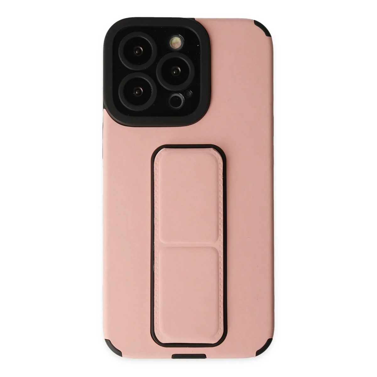 Apple iPhone 14 Pro Kılıf Mega Standlı Silikon - Pudra