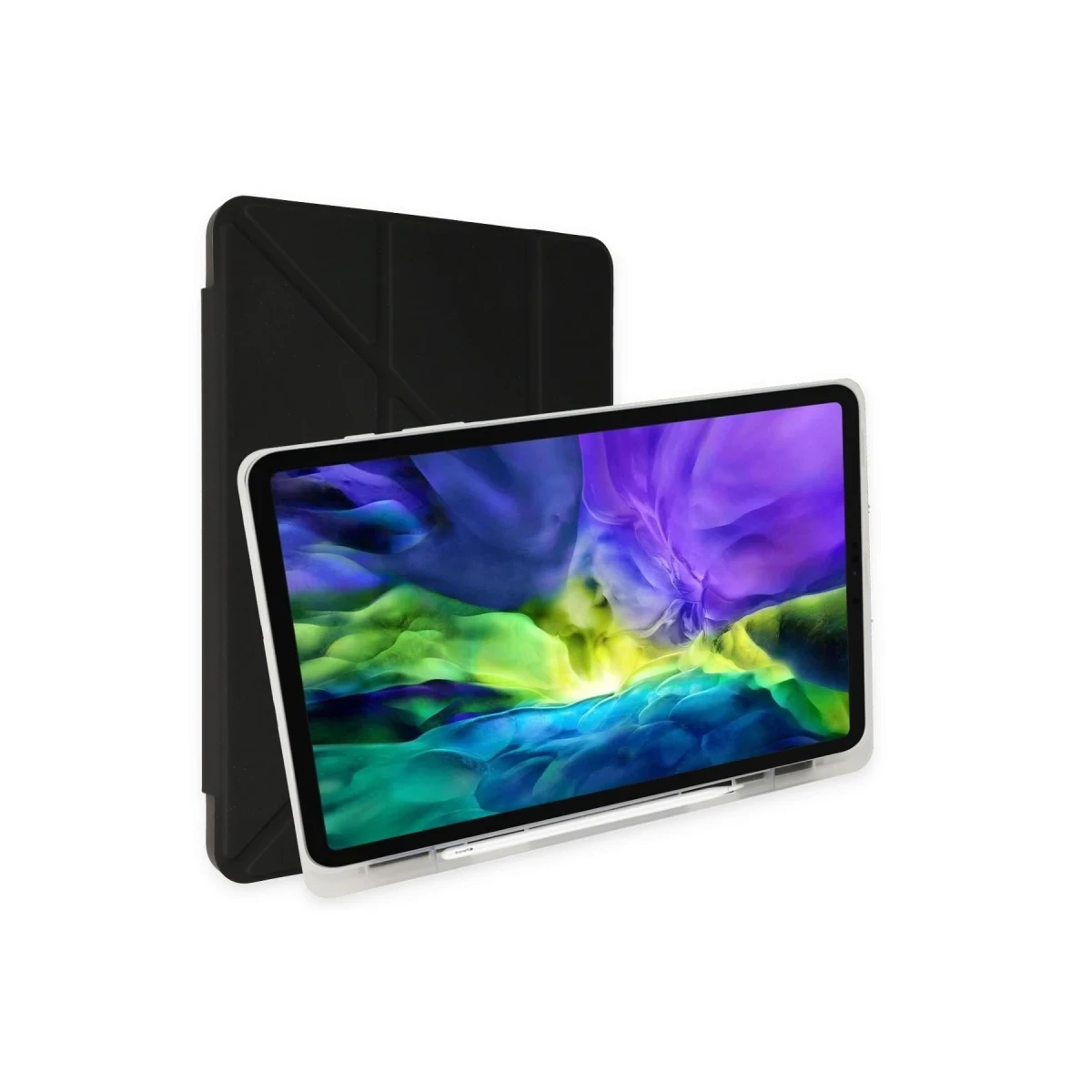 Apple iPad Pro 12.9 (2021) Kılıf Kalemlikli Mars Tablet Kılıfı - Siyah