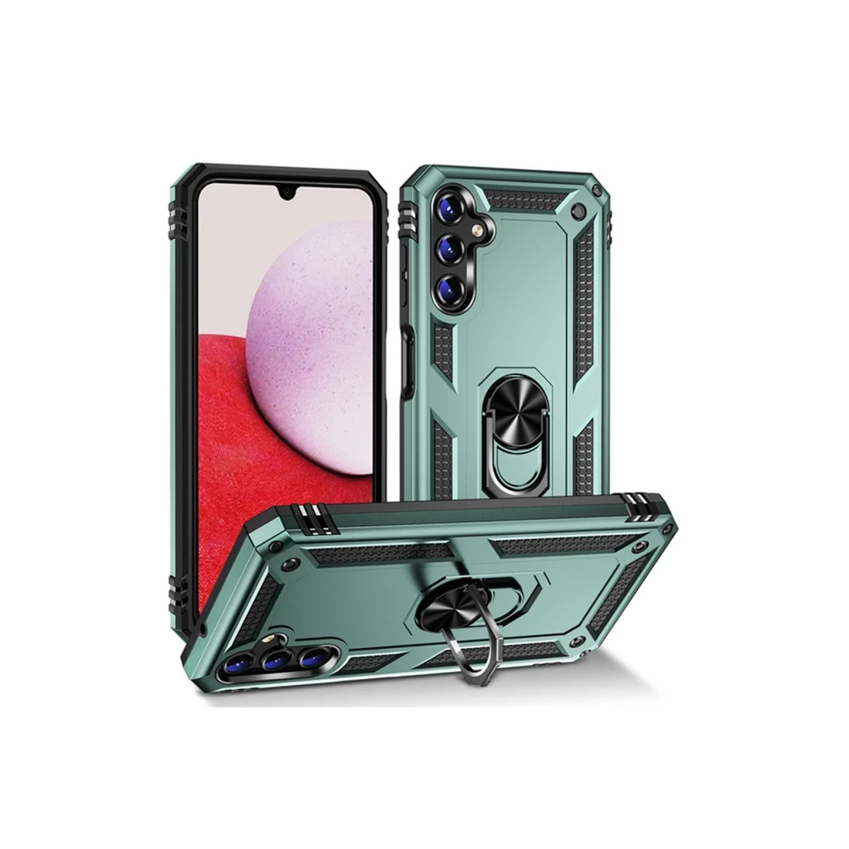 Samsung Galaxy A04S Kılıf Sofya Yüzüklü Silikon Kapak - Yeşil