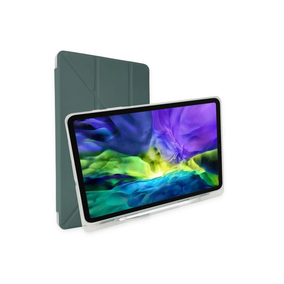 Apple iPad Pro 12.9 (2021) Kılıf Kalemlikli Mars Tablet Kılıfı - Koyu Yeşil